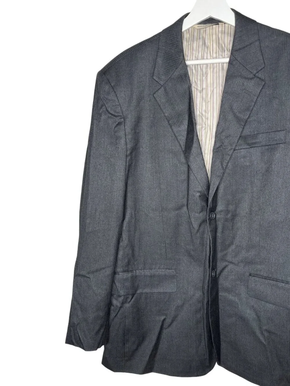 Perry Ellis Mens 44R Gray Striped Blazer Sport Coat Suit Jacket